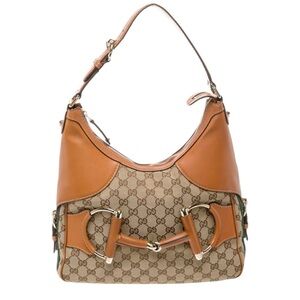 GUCCI WEB HORSEBIT HERITAGE HOBO GG CANVAS BAG